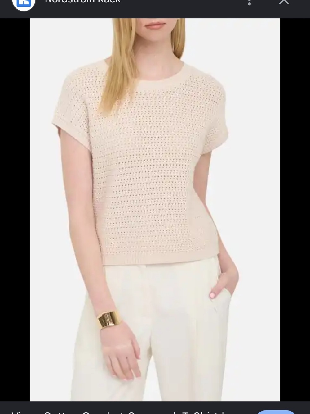 Vince Cream Short-Sleeve Knit Top